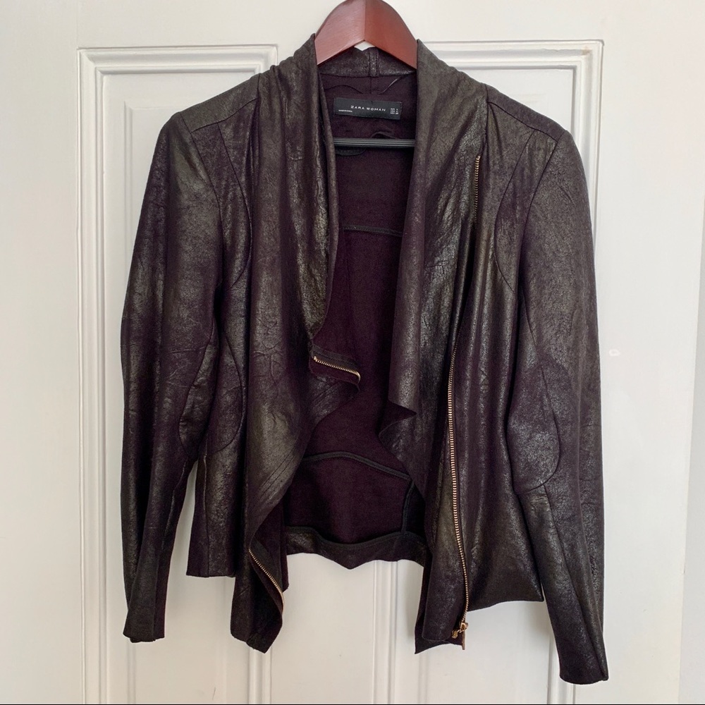 Zara Draped Jacket with Gold Zipper - L